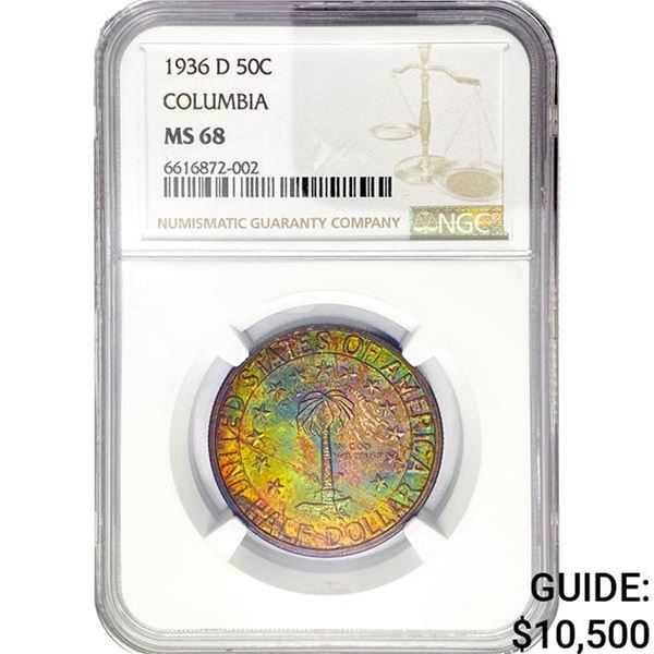 1936-D Columbia Half Dollar NGC MS68