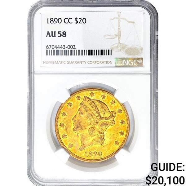 1890-CC $20 Gold Double Eagle NGC AU58