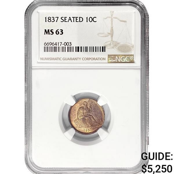 1837 Seated Liberty Dime NGC MS63