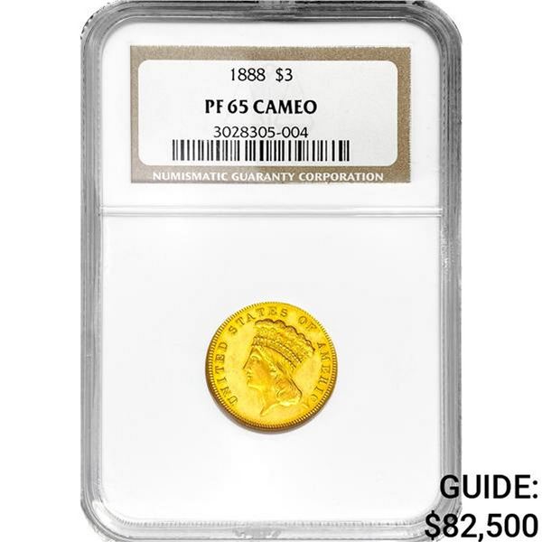 1888 $3 Gold Piece NGC PF65 CAMEO