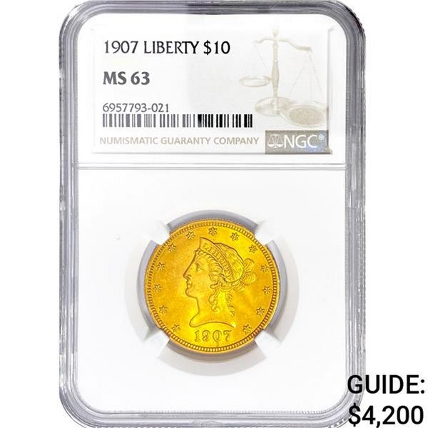 1907 $10 Gold Eagle NGC MS63