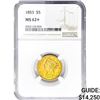 Image 1 : 1853 $5 Gold Half Eagle NGC MS62+