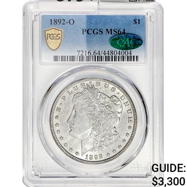 1892-O Morgan Silver Dollar PCGS MS64 CAC