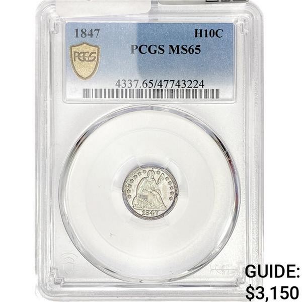 1847 Seated Liberty Half Dime PCGS MS65