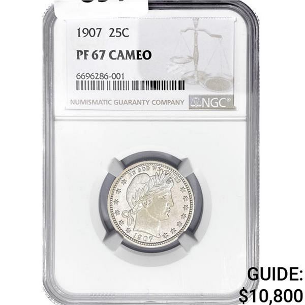 1907 Barber Quarter NGC PF67 CAMEO