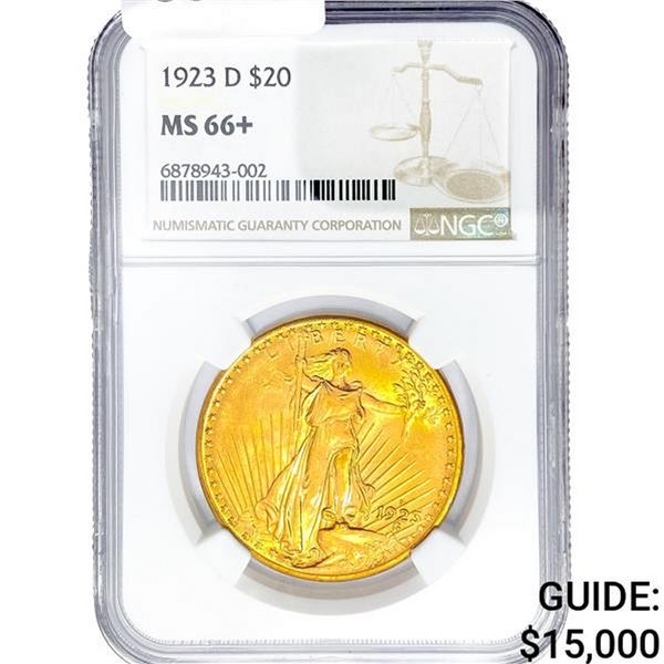 1923-D $20 Gold Double Eagle NGC MS66+