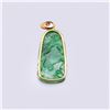 Image 3 : Antique Chinese Carved Jadeite Pendant Mounted in 18K Yellow Gold with Ruby