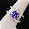 Image 3 : 4.02 ctw Tanzanite and 0.84 ctw Diamond 18K White Gold Ring