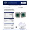 Image 4 : 7.65 ctw Emerald and 1.50 ctw Diamond Platinum Earrings