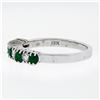 Image 5 : 18k White Gold 1.36 ctw Alternating Round Diamond & Emerald Wedding Band Ring