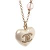 Image 3 : Chanel White Gold Resin Crystal CC Heart Pendant Nacklace