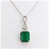 Image 2 : 4.54 ctw Emerald and 0.31 ctw Diamond 14K White Gold Pendant/Necklace