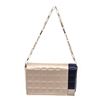 Image 1 : Chanel Beige Blue Satin Chocolate Bar Chain Shoulder Bag