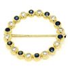Image 5 : 18k Yellow Gold.70 ctw Bezel Round Sapphire & Diamond Circle of Life Pin Brooch