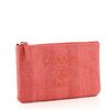Image 1 : Chanel Deauville Pouch Striped Mixed Fibers Small Red