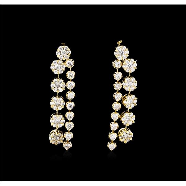 3.34 ctw Diamond Dangle Earrings - 14KT Yellow Gold