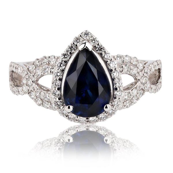 2.27 ctw Blue Sapphire and 0.48 ctw Diamond Platinum Ring