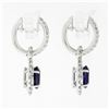 Image 4 : 18k White Gold 3.80 ctw FINE Oval Cut Purple Amethyst Diamond Drop Dangle Earrin