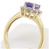 Image 3 : 14k Yellow Gold 1.25 ctw Oval Amethyst Solitaire & 12 Round Diamond Halo Ring