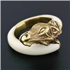 Image 2 : Vintage 18K Yellow Gold Inlaid Horn Detailed Horse Head Bypass Wrap Band Ring