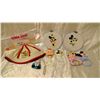 Image 1 : Vintage Disney Baby items – 4 Rattles, 1 Soother Holder, 1 Hat, 2 Needle Point Art