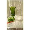 Image 1 : 4  - Vintage Glass, Heavy Green, Milk Glass, Pitcher Turning Purple