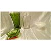 Image 2 : 4  - Vintage Glass, Heavy Green, Milk Glass, Pitcher Turning Purple