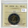 Image 1 : 2003 w, ICCS Graded Canadian 2 dollar toonie coin - MS-67