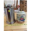 Image 1 : 1, 7" stainless steel utensils holder and rileys toffee in floral blue green yellow rose halifax eng