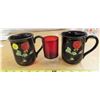 Image 1 : 2 coffee mugs cup black by otagiri japan rose with gold and 1 wine glass