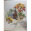 Image 2 : Vintage crewel embroidery canvas piece church painting -27"x21"