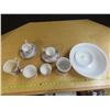 Image 1 : cup & saucers with coffee mugs and 1 serving bowl & 2 smaal dishes
