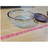 Image 2 : diamond cut glass bowl + hand turned wooden bowl 6" & plate &"