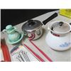 Image 2 : Vintage rare 3 cup teapot, stock pot and misc items