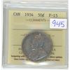 Image 1 : 1934, ICCS Graded Canadian silver 50 cent coin - F-15