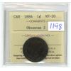 Image 1 : 1884 ICCS Graded. Canadian large 1 cent penny coin - VF20