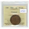 Image 1 : 1887 ICCS Graded. Canadian large 1 cent penny coin - VF20