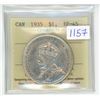 Image 1 : 1935 ICCS Graded, Canadian voyageur silver dollar - EF45