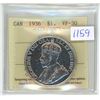 Image 1 : 1936 ICCS Graded, Canadian voyageur silver dollar - VF30