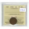 Image 1 : 1936 ICCS Graded, Canadian 1 cent penny coin - VF30