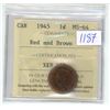Image 1 : 1945 ICCS Graded Canadian 1 cent MS-64