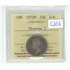 Image 1 : 1872 H, ICCS Graded, Canadian 25 cent silver coin - G6
