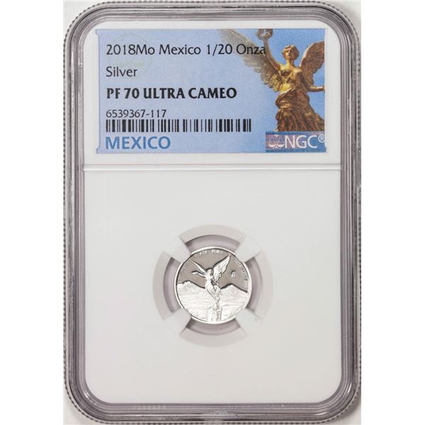2018Mo Mexico Proof 1/20 oz Silver Libertad Coin NGC PF70 Ultra Cameo