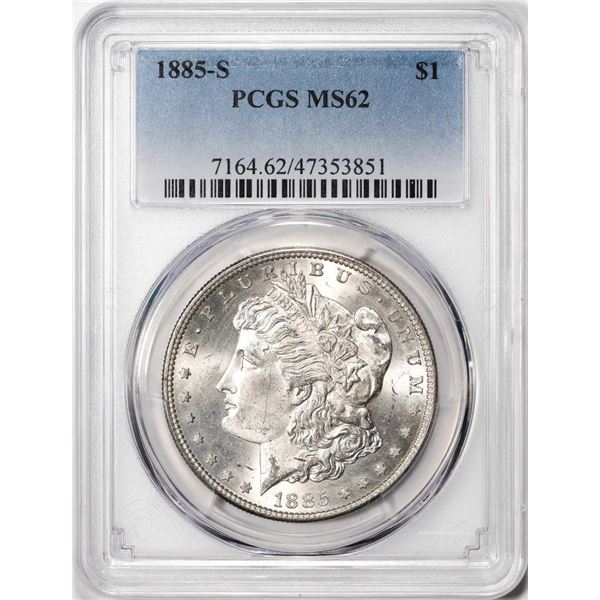 1885-S $1 Morgan Silver Dollar Coin PCGS MS62