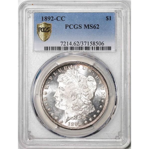 1892-CC $1 Morgan Silver Dollar Coin PCGS MS62