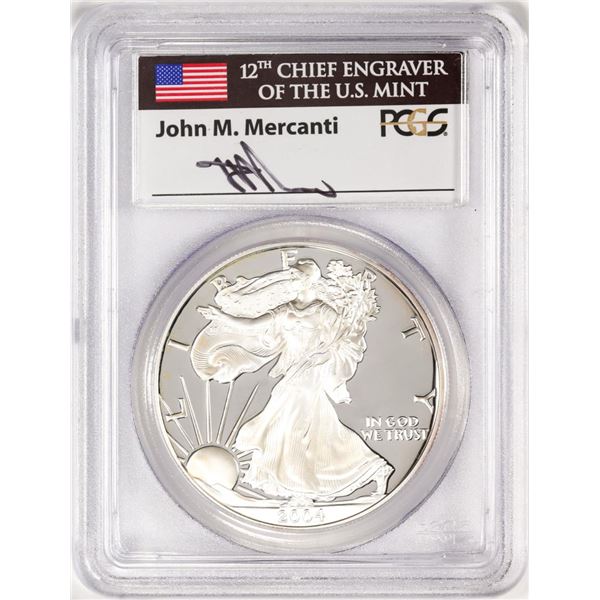 2004-W $1 Proof American Silver Eagle Coin PCGS PR69DCAM Mercanti Signed
