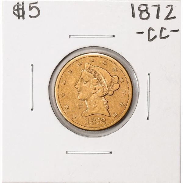 1872-CC $5 Liberty Head Half Eagle Gold Coin