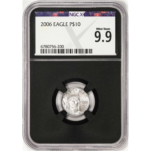 2006 $10 American Platinum Eagle Coin NGCX Mint State 9.9