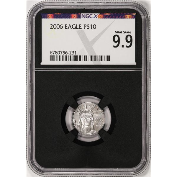 2006 $10 Platinum American Eagle Coin NGCX Mint State 9.9