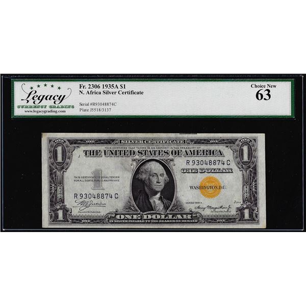 1935A $1 North Africa Silver Certificate Note Fr.2306 Legacy Choice New 63